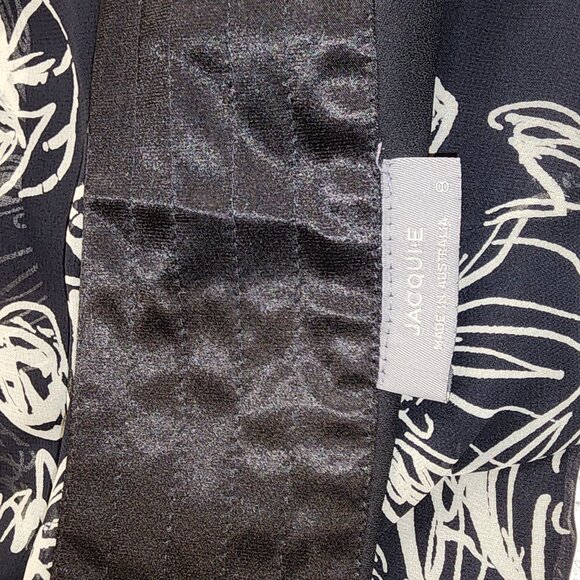 Jacqui E Black & Beige Floral Skirt With Tiered Ruffle Hem - Picture 5 of 7